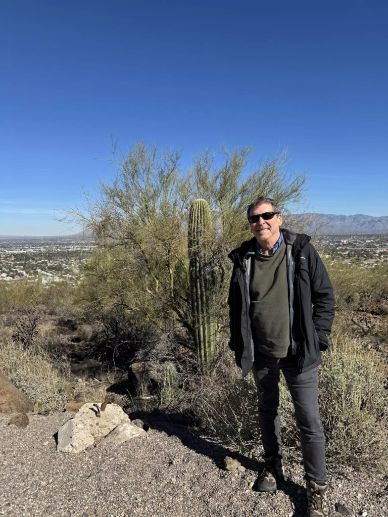 Plant ecologist Peter Breslin seen near the University of Arizona's Tumamoc Hill Desert Laboratory in Tucson, Arizona, on Jan. 9, 2024.